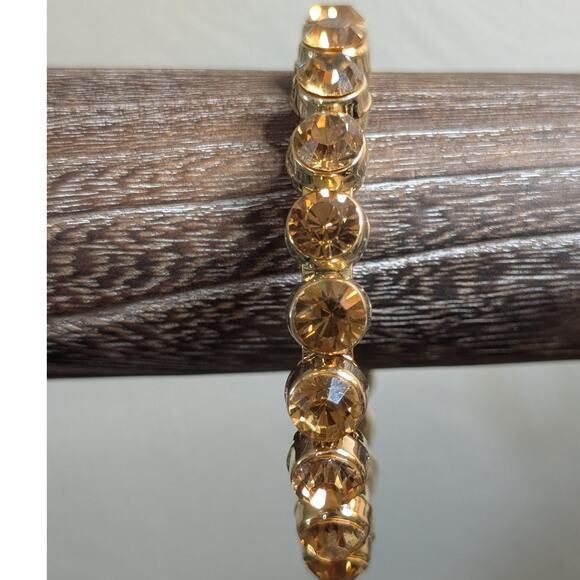 Topaz Crystal Gold Tone Magnetic Close Bangle Bracelet - Picture 4 of 8